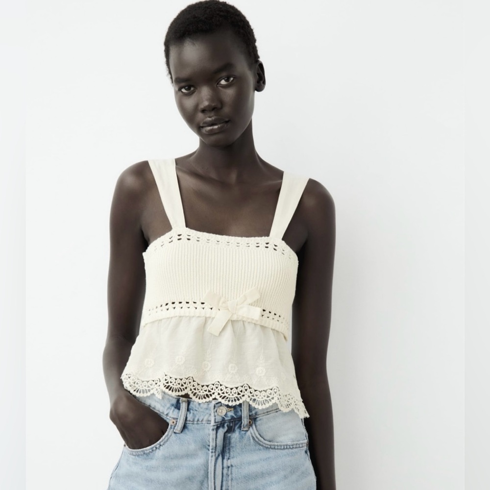 Cream Zara Babydoll Tank